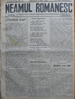 Ziarul Neamul romanesc , nr. 10 , 1915 , din perioada antisemita a lui N. Iorga foto