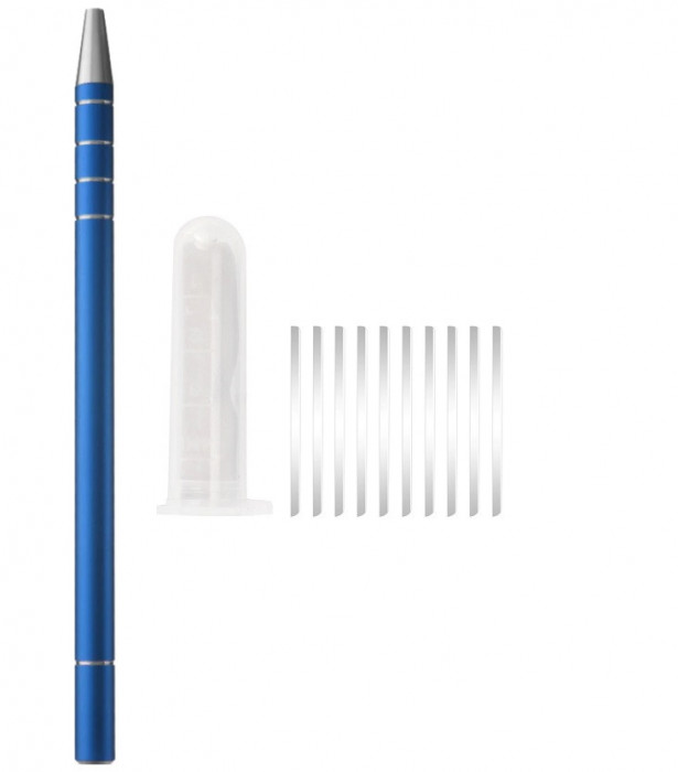 Creion De Coafură Albastru Pentru Conturarea Părului + Lamă Pentru Ascuțire