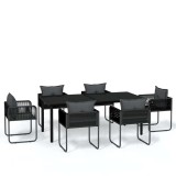 Cumpara ieftin Set de servit masa pentru gradina, 7 piese, negru