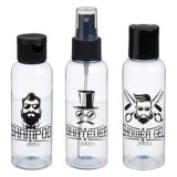 Set Sticle de Calatorie Transparente cu Imprimeu Barber 100ml, CMCLASS