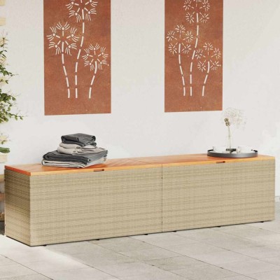 vidaXL Cutie depozitare grădină bej 220x50x54 cm lemn acacia poliratan foto