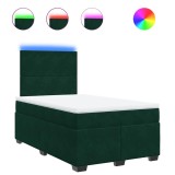 Cumpara ieftin Pat box spring cu saltea, verde inchis, 120x190 cm, catifea