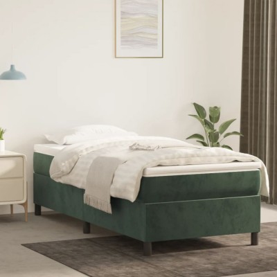 vidaXL Cadru de pat box spring, verde &amp;icirc;nchis, 90x200 cm, catifea foto