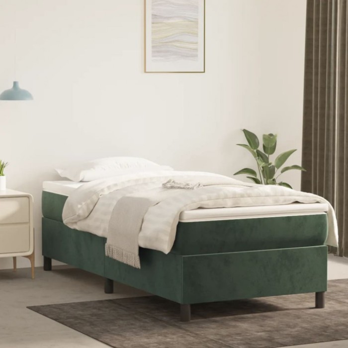 vidaXL Cadru de pat box spring, verde &icirc;nchis, 90x200 cm, catifea