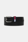 Tommy Jeans curea de piele culoarea negru, AM0AM13688