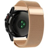 Cumpara ieftin Curea iUni compatibila cu Garmin Fenix 7X / 6X / 5X Plus / 5X / 3 HR / 3, 26 mm, Milanese Loop Belt, Rose Gold