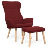 Cumpara ieftin Scaun de relaxare cu taburet, rosu vin, textil