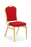 Scaun Tapitat Living Halmar K66S, Cadru Metal, 45x48x93cm, Clasic, Rosu/Auriu