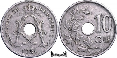 1921, 10 Centimes - Albert I - Regatul Belgiei - inscripție franceză foto
