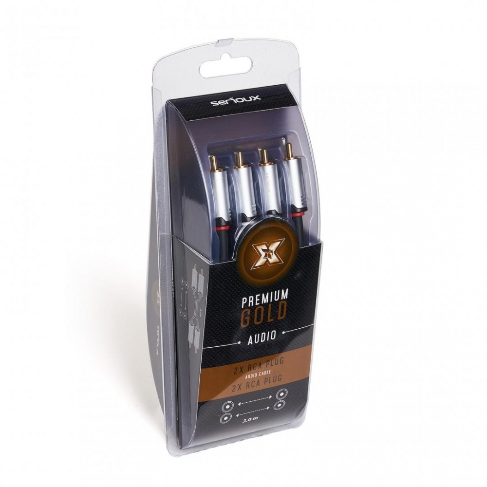 Cablu audio Serioux Premium Gold, 2 porturi RCA tata - 2 porturi RCA ...