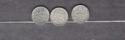 FRANTA 1968/71/77 - LOT 3 MONEDE 1/2 FRANC (6) foto