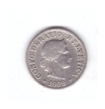 Moneda Elvetia 5 rappen 1909, stare buna, curata