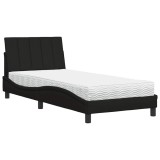 Cumpara ieftin Pat cu saltea, Hanko, negru, 90x200 cm, textil