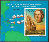 ROM&Acirc;NIA 1992 - LP 1297 - 500 DE ANI DE LA DESCOPERIREA AMERICII - COLIȚĂ MNH, Nestampilat