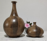 Pereche vaze pentru ikebana, ceramica dura cu glazura artistica anii 70 -