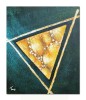Tablou abstract pictat manual, Triunghi solar, 60x50cm ulei pe panza cu zone in releif