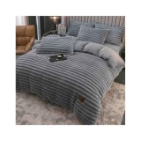 Cumpara ieftin Lenjerie de Pat Cocolino , Cearceaf cu Elastic, 4 Piese, Blană de Iepure Artificială, Gri Deschis - JOJ671