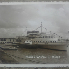Vaporul Regele Carol II in portul din Braila// foto tip CP
