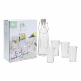 Set 4 pahare si sticla, transparent, sticla, Excellent Houseware