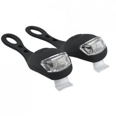 Set 2 lampi silicon pentru bicicleta, cu lumina alba, 3 moduri de luminare, impermeabile, culoare neagra