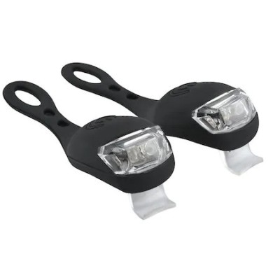 Set 2 lampi silicon pentru bicicleta, cu lumina alba, 3 moduri de luminare, impermeabile, culoare neagra foto