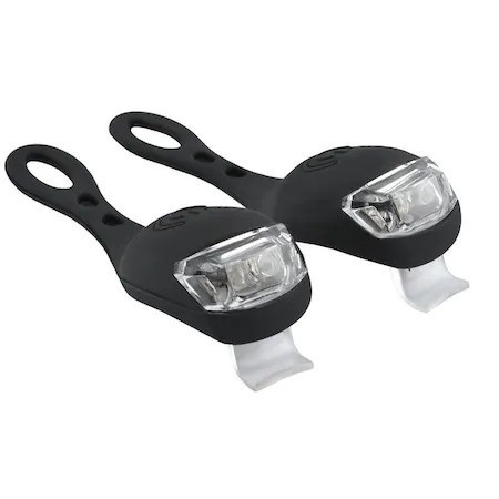 Set 2 lampi silicon pentru bicicleta,lumina alba,3 moduri de luminare,impermeabile - Negru