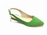 Balerini decupati din piele Lia Velvet Green, 35 - 41, Verde