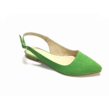 Balerini decupati din piele Lia Velvet Green
