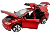 Macheta Tesla rosie Model X 1:32 replica metal lumini si sunete usi falcon