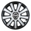 Set 4 capace roti Silver/black cu inel cromat pentru gama auto Nissan
