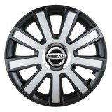 Cumpara ieftin Set 4 capace roti Silver/black cu inel cromat pentru gama auto Nissan