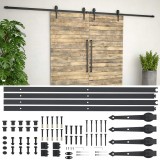Set piese pentru uși glisante, negru, 2 x 183 cm, oțel, vidaXL