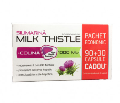 Silimarina Milk Thistle + Colina 120 capsule Zdrovit foto