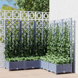 VidaXL Jardinieră de grădină cu spalier,gri &icirc;nchis,120x120x121,5cm, PP