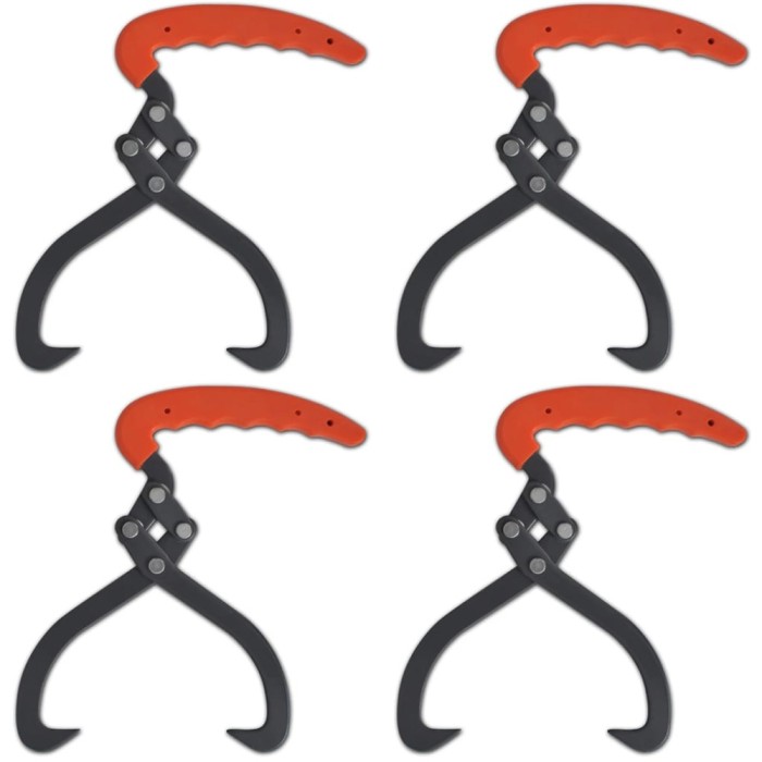 Gossi cleste cu maner pentru busteni din lemn, 4 buc., pvc