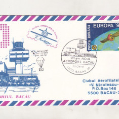 bnk fil Corespondenta parasutata - Plic ocazional Aeroportul Bacau 1991
