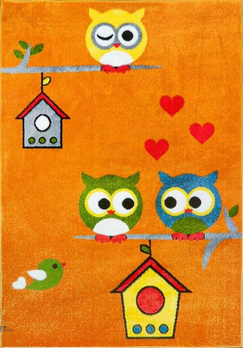 Covor Pentru Copii Kolibri Bufnite 11205 - 120x170, Portocaliu