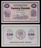 IRLANDA DE NORD █ bancnota █ 20 Pounds █ 1988 P-190d █ NORTHERN BANK LIMITED UNC
