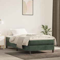 vidaXL Saltea de pat cu arcuri, verde &icirc;nchis, 90x210x20 cm, catifea