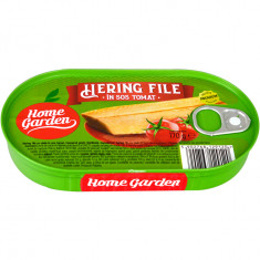 Hering File in Sos Tomat, Home Garden, 170 g, Hering in Sos Home Garden, Hering File de la Home Garden, Conserva de Peste de la Home Garden, Peste in