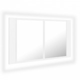 Dulap de baie cu oglindă și LED, alb, 80x12x45 cm, vidaXL