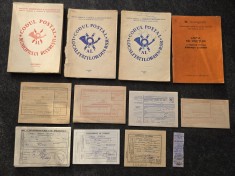 Lot 4 carti vechi + 8 documente vechi, tematica Posta Romana