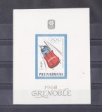 M1 TX3 5 - 1967 - Jocurile olimpice de iarna - Grenoble - colita dantelata, Sport, Nestampilat