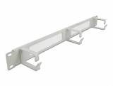 Organizator cabluri 19&quot; 1U pentru cabinet cu 3 inele + perii Gri, Delock 66542
