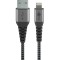Cablu Lightning 8-Pini 0.5m Apple MFi certificat conectori metalici robust textil argintiu Goobay 49267