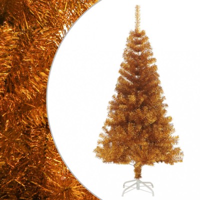 Pom de Crăciun artificial cu suport, auriu, 120 cm, PET foto