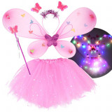 Roz strălucitor strălucitor cu sclipici Micuța z&acirc;nă Wings Butterfly Ball Costume ZA4805 JR