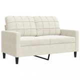 Cumpara ieftin Canapea cu 2 locuri, crem, 120 cm, catifea