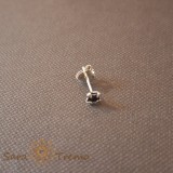 Cercel Unisex Argint 925 cu Cristal Zirconia Negru Patrat, 3 mm, SaraTremo