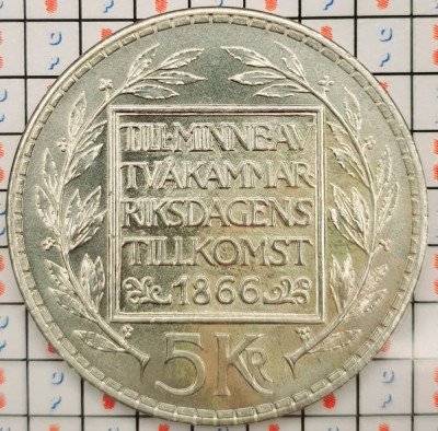 Suedia 5 coroane kronor 1966 argint - Constitutional Reform - km 839 - A008 foto